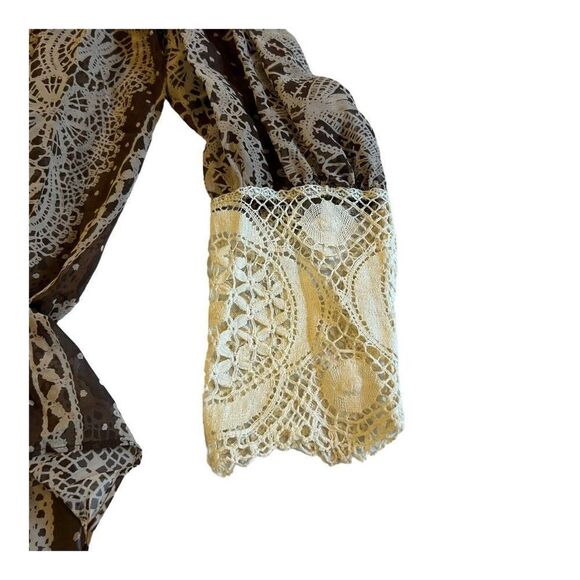 Sportmax Women’s Brown Lace Neckline Sleeves Fancy Blouse Top Size 8 Business - Picture 6 of 7
